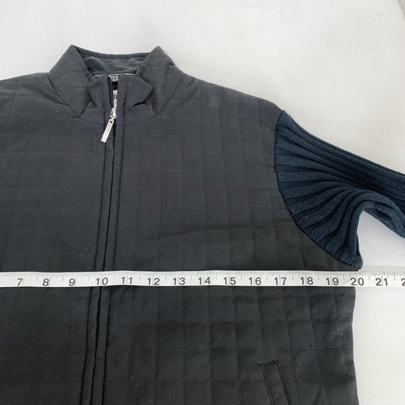 Ashworth NWT Women M Black/Navy Blue Zip Mock Neck Jacket Quilted Body Knit Arms - Picture 13 of 15